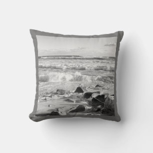 Zwart-wit foto van Atlantische oceaan golven Kussen