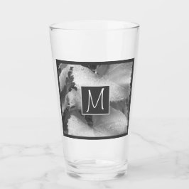 Zwart-wit foto van druivenbladeren Initiaal grijs Glas