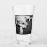 Zwart-wit foto van een mooie hond slapen