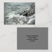 Zwart-wit Foto van een Rocky Ocean Shore Grey Visitekaartje (Voorkant / Achterkant)