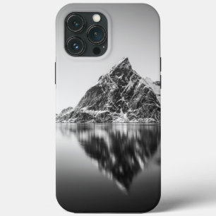 Zwart-wit foto van Lofoten bergen iPhone 13 Pro Max Hoesje