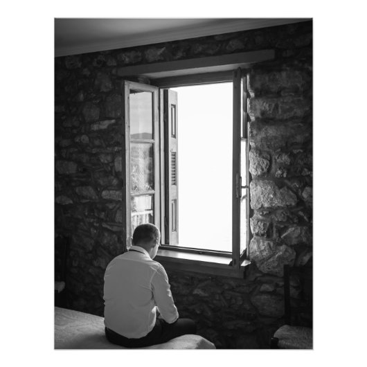 Zwart-wit foto van man foto afdruk (Voorkant)