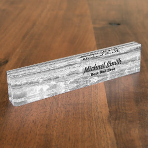 Zwart-wit foto van Ocean Waves Beste papa ooit Naambordje