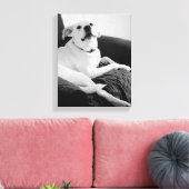 Zwart-wit foto van Talking Dog Print (Insitu (Woonkamer))