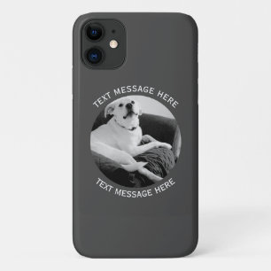 Zwart-wit foto van Talking Dog Text Message iPhone 11 Hoesje
