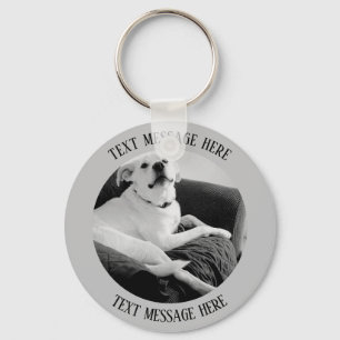 Zwart-wit foto van Talking Dog Text Message Sleutelhanger