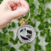 Zwart-wit foto van Talking Dog Text Message Sleutelhanger (Hand)