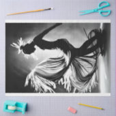 Zwart wit foto van vrouw dansen decoupage tissuepapier (Craft)