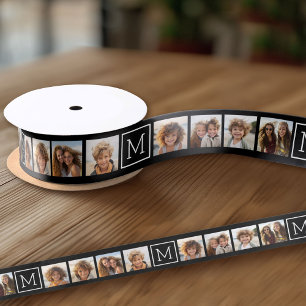Zwart-Wit Fotocollage Aangepast Monogram Lint