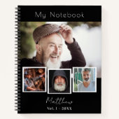 Zwart-wit fotocollage notitieboek (Voorkant)