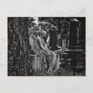 Zwart-wit fotografie melancholische engel briefkaart