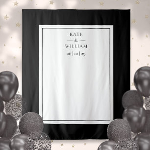 Zwart-wit fotohokje achtergrond voor trouwfeest wandkleed