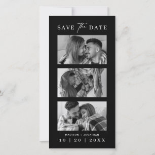Zwart-wit fotohokje strook bladwijzer bruiloft save the date