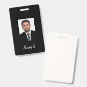 Zwart-wit fotonaambadge badge (Voor- en achterkant)