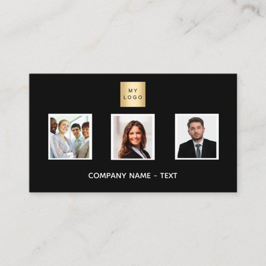 Zwart wit fototeam logo QR-code Visitekaartje (Voorkant)