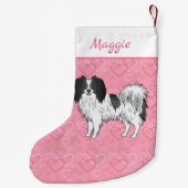 Zwart-wit fototoon op roze harten kleine kerstsok (Achterkant)