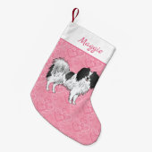 Zwart-wit fototoon op roze harten kleine kerstsok (Voorkant (Hangend))