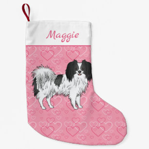 Zwart-wit fototoon op roze harten kleine kerstsok