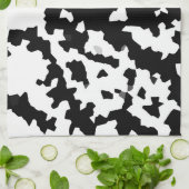 Zwart wit fractaal onregelmatig Abstract patroon Theedoek (Gevouwen)