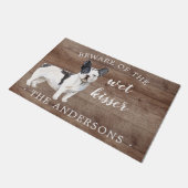 Zwart Wit Frans bulldog gepersonaliseerde deur mat (Schuin)