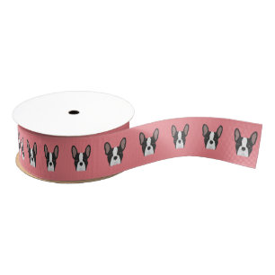 Zwart-wit, Frans Bulldog Grosgrain Ribbon Lint
