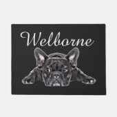 Zwart Wit Franse Bulldog Puppy Tekening Geschilder Deurmat (Voorkant)