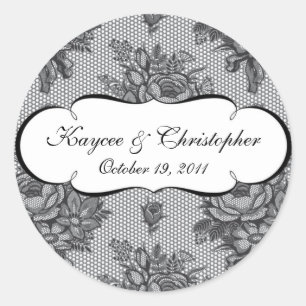 Zwart & wit Franse kant bruiloft Sticker