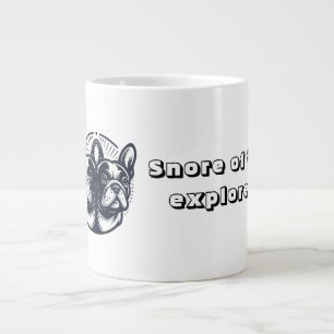 Zwart-wit Frenchie Snore Explorer Extra Grote Beker