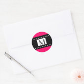 Zwart-wit Fuchsia Monogram Bruiloft Label (Envelop)