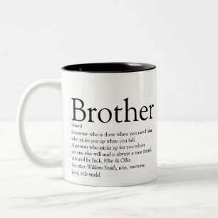 Zwart-wit Fun Modern Brother Definition Tweekleurige Koffiemok