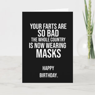 Zwart-wit Funny Fart en Mask Verjaardag Kaart