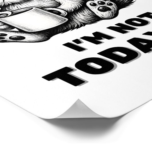 Zwart-wit Funny Grumpy Cat Coffee Art Poster (Hoek)