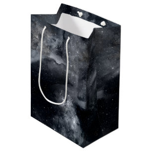 Zwart wit galaxy Nebula Painting Medium Cadeauzakje