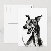 Zwart-wit Galgo Español | Joyful Greyhound Briefkaart (Voorkant / Achterkant)