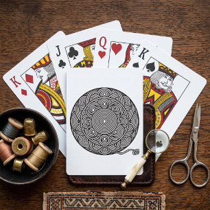 Zwart-wit garenbal-mandala pokerkaarten