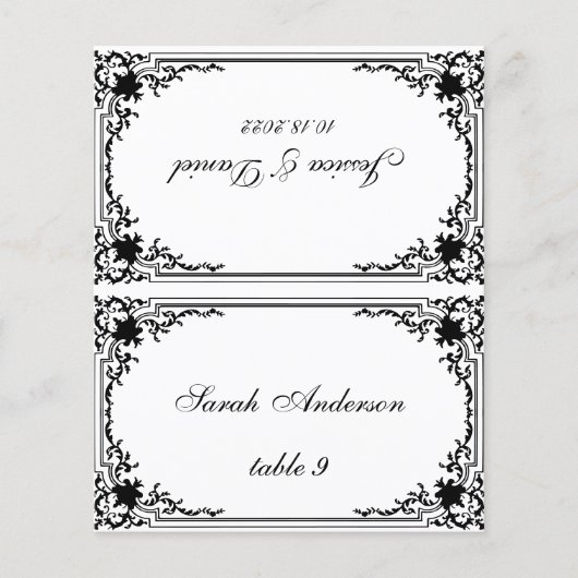 Zwart Wit Gast Naam Trouwplaats Kaart (Voorkant)