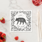 Zwart-wit gebladerte Beer Cub Baby shower Servetten (Insitu)