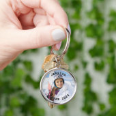 Zwart-wit gebogen tekst Familiefoto Sleutelhanger (Hand)