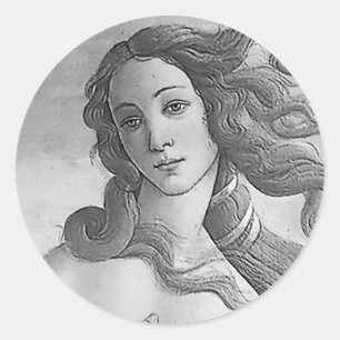 Zwart-wit - Geboorte van Venus, Godin Ronde Sticker