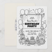 Zwart-wit geboortepartij uitnodiging (Voorkant / Achterkant)