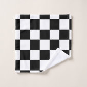 Zwart-wit geborduurd toetsenbordpatroon bad handdoek (Wasdoekje)
