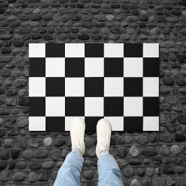 Zwart-wit geborduurd toetsenbordpatroon deurmat