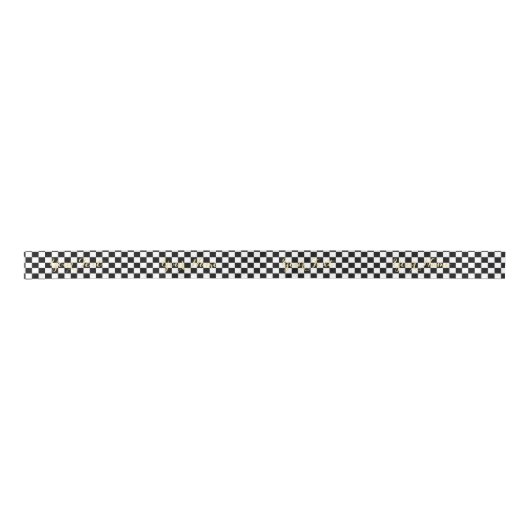 Zwart wit gecheckt patroon Aangepaste elegante tek Lint (Voorkant)