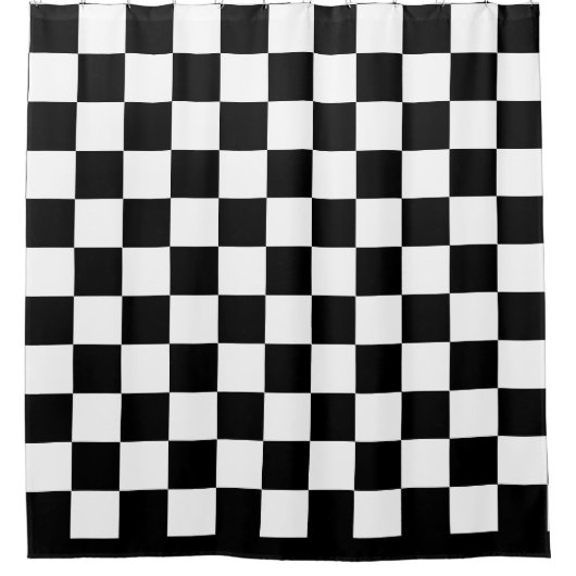 Zwart-wit gecheckt patroon douchegordijn (Voorkant)