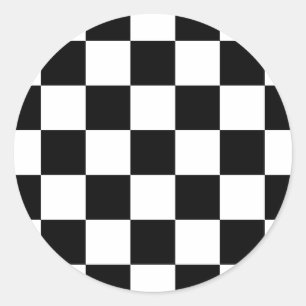 Zwart-wit gecheckt patroon ronde sticker