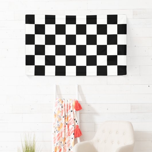 Zwart-wit gecheckt patroon spandoek (Insitu)