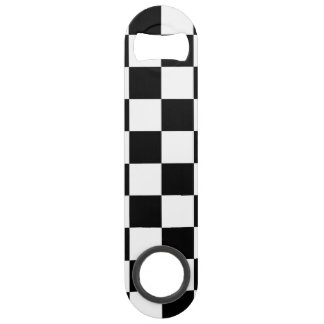Zwart-wit gecheckt patroon speed flessenopener