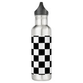 Zwart-wit gecheckt patroon waterfles  (Links)