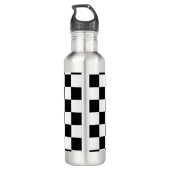 Zwart-wit gecheckt patroon waterfles  (Achterkant)
