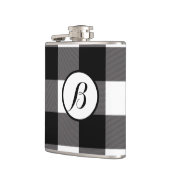 Zwart-wit gecheckte vierkantjes buffelplaat heupfles (Links)